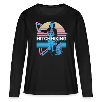 Auto-stop par auto-stop rétro auto-stop - T-shirt manches longues Premium bio Femme - noir - Devant - Julia (174cm)