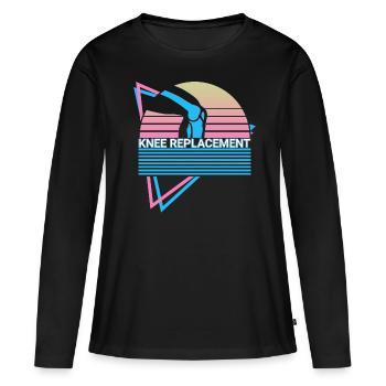 Remplacement du genou Retro Nouveau genou - T-shirt manches longues Premium bio Femme - noir - Devant - Julia (174cm)