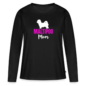 Maltipoo Familienhund Geschenk - Frauen Premium Bio Langarmshirt - Schwarz - Vorne - Julia (174cm)