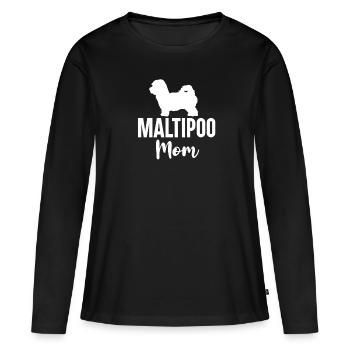 Maltipoo Familienhund Geschenk - Frauen Premium Bio Langarmshirt - Schwarz - Vorne - Julia (174cm)
