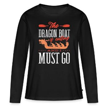 Course de bateaux-dragons, bateaux-dragons - T-shirt manches longues Premium bio Femme - noir - Devant - Julia (174cm)