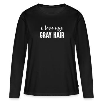 Cheveux gris disant Cheveux gris - T-shirt manches longues Premium bio Femme - noir - Devant - Julia (174cm)