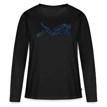 Taucher Tauchen Gerätetauchen - Frauen Premium Bio Langarmshirt - Schwarz - Vorne - Julia (174cm)