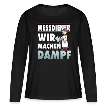 Messdiener Wir machen Dampf - Frauen Premium Bio Langarmshirt - Schwarz - Vorne - Julia (174cm)