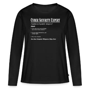 Expert en cybersécurité - T-shirt manches longues Premium bio Femme - noir - Devant - Julia (174cm)