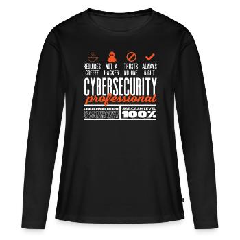 Expert en cybersécurité - T-shirt manches longues Premium bio Femme - noir - Devant - Julia (174cm)