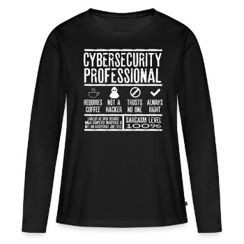 Expert en cybersécurité - T-shirt manches longues Premium bio Femme - noir - Devant - Julia (174cm)