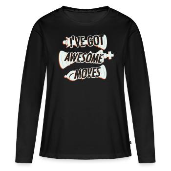 échecs, joueur d’échecs, citation d’échecs - T-shirt manches longues Premium bio Femme - noir - Devant - Julia (174cm)