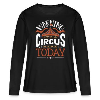 Fête d’enfants sur le thème du cirque - T-shirt manches longues Premium bio Femme - noir - Devant - Julia (174cm)