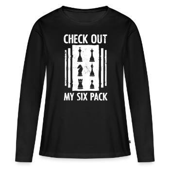 échecs, joueur d’échecs, citation d’échecs - T-shirt manches longues Premium bio Femme - noir - Devant - Julia (174cm)