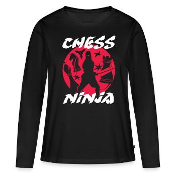 échecs, joueur d’échecs, citation d’échecs - T-shirt manches longues Premium bio Femme - noir - Devant - Julia (174cm)