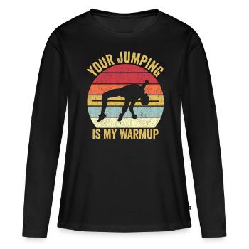 Lustiger Stabhochsprung Stabhochsprung - Frauen Premium Bio Langarmshirt - Schwarz - Vorne - Julia (174cm)