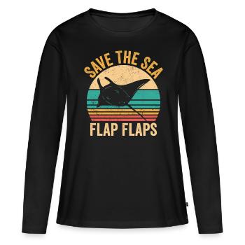 Funny Manta Rays Stingrays Save the Sea - Women's Premium Organic Long Sleeve Shirt - black - Front - Julia (174cm)
