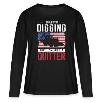 Baggerfahrer, Grabe Sachen Aus - Frauen Premium Bio Langarmshirt - Schwarz - Vorne - Julia (174cm)