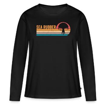 Lustige Qualle Meer Gummi Retro - Frauen Premium Bio Langarmshirt - Schwarz - Vorne - Julia (174cm)