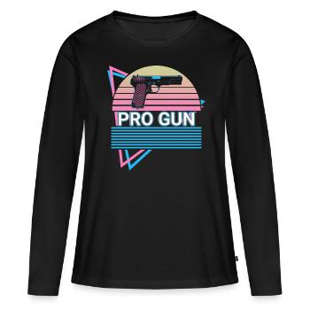 Pro Gun Retro - Women's Premium Organic Long Sleeve Shirt - black - Front - Julia (174cm)