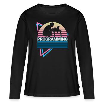 Programmierung Programmierer Retro - Frauen Premium Bio Langarmshirt - Schwarz - Vorne - Julia (174cm)