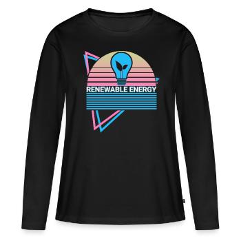Énergie renouvelable Énergie propre Rétro - T-shirt manches longues Premium bio Femme - noir - Devant - Julia (174cm)