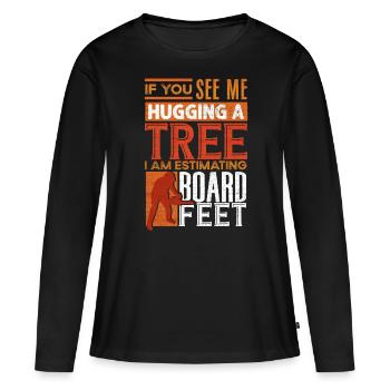Étreinte d’arbres, travail du bois, menuisiers - T-shirt manches longues Premium bio Femme - noir - Devant - Julia (174cm)