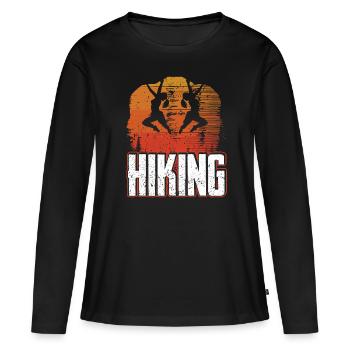 Hiking - Frauen Premium Bio Langarmshirt - Schwarz - Vorne - Julia (174cm)