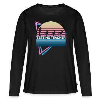 Rétro Professeur d’examen - T-shirt manches longues Premium bio Femme - noir - Devant - Julia (174cm)