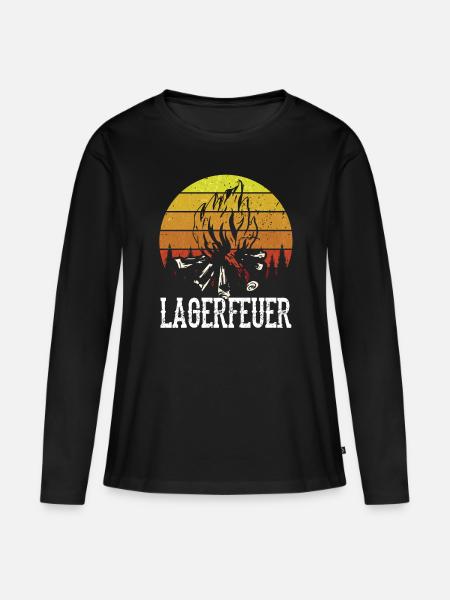 Camp fire - Frauen Premium Bio Langarmshirt - Schwarz