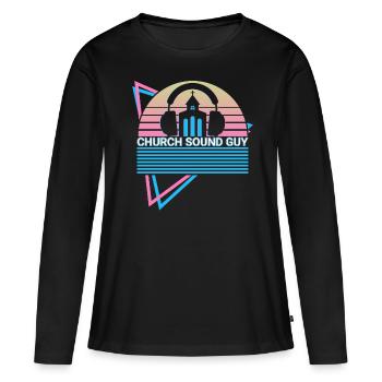 Sound Guy Retro Church - T-shirt manches longues Premium bio Femme - noir - Devant - Julia (174cm)