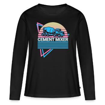 Bétonière mélange de ciment rétro - T-shirt manches longues Premium bio Femme - noir - Devant - Julia (174cm)