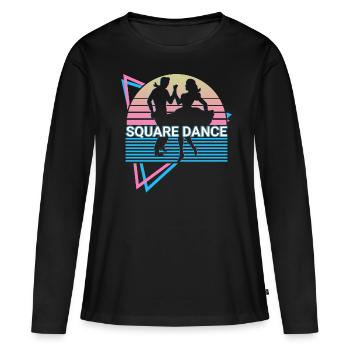 Square Dance Square Dancing Retro - Women's Premium Organic Long Sleeve Shirt - black - Front - Julia (174cm)