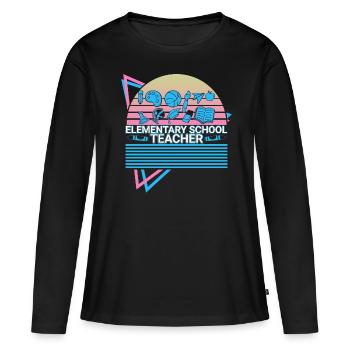 Rétro des enseignants du primaire - T-shirt manches longues Premium bio Femme - noir - Devant - Julia (174cm)