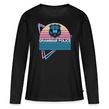 Grammar Police Retro - Women's Premium Organic Long Sleeve Shirt - black - Front - Julia (174cm)