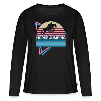 Saut d’obstacles rétro - T-shirt manches longues Premium bio Femme - noir - Devant - Julia (174cm)