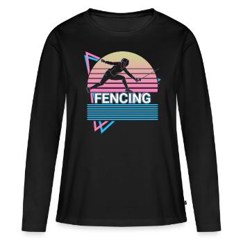 Fechten Fechter Retro - Frauen Premium Bio Langarmshirt - Schwarz - Vorne - Julia (174cm)