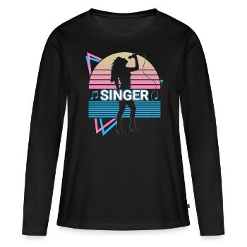 Chanteur Chant Rétro - T-shirt manches longues Premium bio Femme - noir - Devant - Julia (174cm)