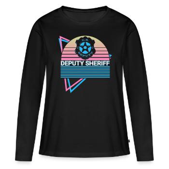 Shérif adjoint Rétro - T-shirt manches longues Premium bio Femme - noir - Devant - Julia (174cm)