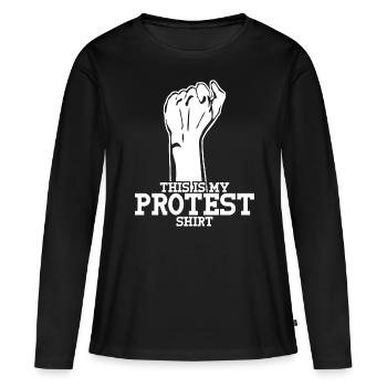 Rejet de protestation Non Non - T-shirt manches longues Premium bio Femme - noir - Devant - Julia (174cm)