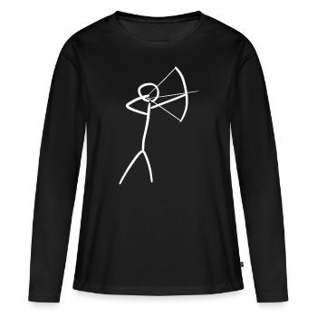 3D Bogensport Langbogen Bogenschütze - Frauen Premium Bio Langarmshirt - Schwarz - Vorne - Julia (174cm)