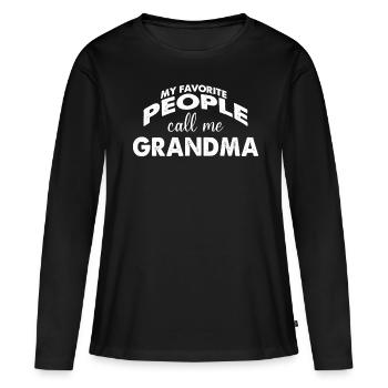 Oma Geschenkidee Großeltern - Frauen Premium Bio Langarmshirt - Schwarz - Vorne - Julia (174cm)