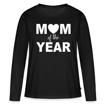 Maman Cadeau Fête des Mères - T-shirt manches longues Premium bio Femme - noir - Devant - Julia (174cm)