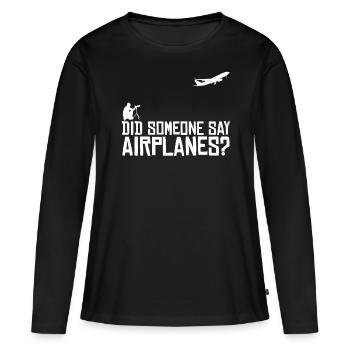 Planespotter Flughafen Flugzeuge - Frauen Premium Bio Langarmshirt - Schwarz - Vorne - Julia (174cm)