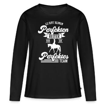 Pferdenarr, Pferd, Pferdesport - Frauen Premium Bio Langarmshirt - Schwarz - Vorne - Julia (174cm)