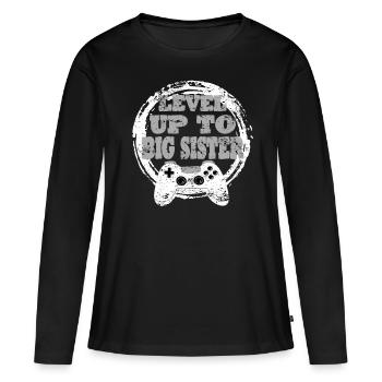 Sister Gaming Retro Gift Idea - Women's Premium Organic Long Sleeve Shirt - black - Front - Julia (174cm)