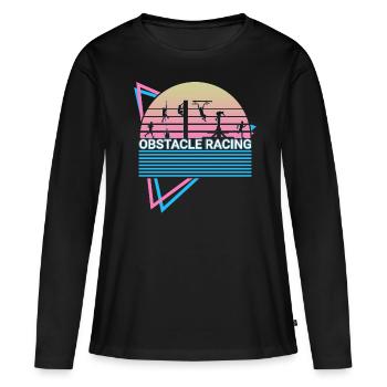 Course d’obstacles rétro - T-shirt manches longues Premium bio Femme - noir - Devant - Julia (174cm)