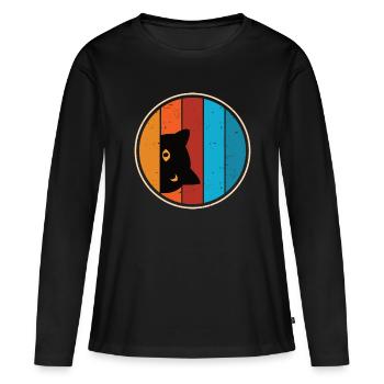 Drôle de look de chat - T-shirt manches longues Premium bio Femme - noir - Devant - Julia (174cm)