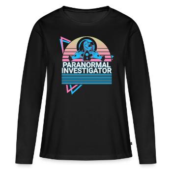 Paranormal Investigator Retro - T-shirt manches longues Premium bio Femme - noir - Devant - Julia (174cm)