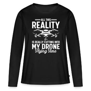 Drones, drones, drones volants - T-shirt manches longues Premium bio Femme - noir - Devant - Julia (174cm)