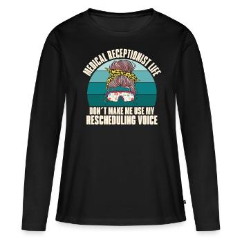 Réceptionniste médicale - T-shirt manches longues Premium bio Femme - noir - Devant - Julia (174cm)