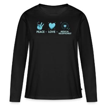 Réceptionniste médicale - T-shirt manches longues Premium bio Femme - noir - Devant - Julia (174cm)