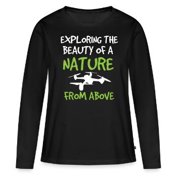 Drone volant, drones, drones, modèles réduits d’avions - T-shirt manches longues Premium bio Femme - noir - Devant - Julia (174cm)