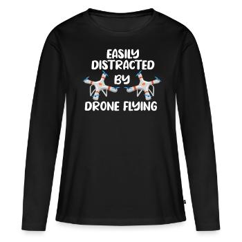 Drone volant, drones, drones, modèles réduits d’avions - T-shirt manches longues Premium bio Femme - noir - Devant - Julia (174cm)